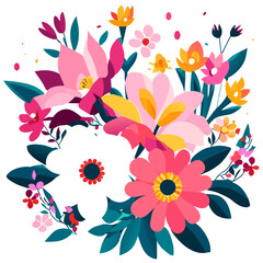 A field of vibrant wildflowers blooms under a clear blue sky.