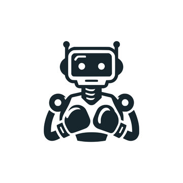 boxing robot technology logo vector illustration template design