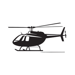 Sky Guardians: Helicopter Silhouette Vector for Airborne Missions and Emergency Response Designs. Helicopter Black Illustration.