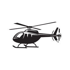 Sky Guardians: Helicopter Silhouette Vector for Airborne Missions and Emergency Response Designs. Helicopter Black Illustration.