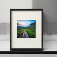 wall art mockup, frame mockup on a white wall , summer collection
