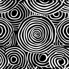 black and white tree ring pattern design.