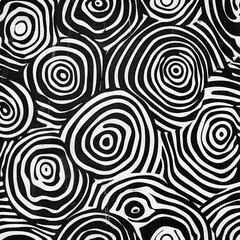 black and white tree ring pattern design.