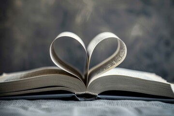 Heart-shaped Pages of an Open Bible, Symbolizing Christian Love and Devotion - obrazy, fototapety, plakaty