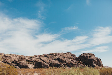 Fototapeta na wymiar Wide Shot of Rock Formations in Hueco State Park and Historical Site