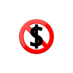 No Dollars sign icon isolated on transparent background
