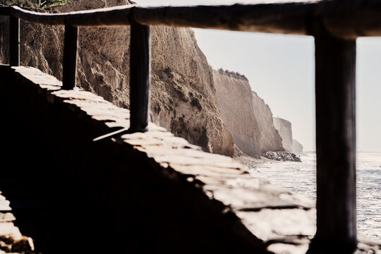 mountain with sea views, behind the fence, high contrast