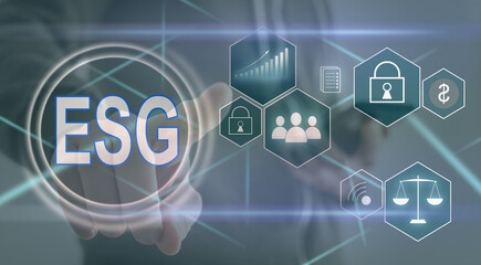 ESG icon concept, virtual screenshot in the concept of environment, society and good governance in sustainable business and ethical on the network