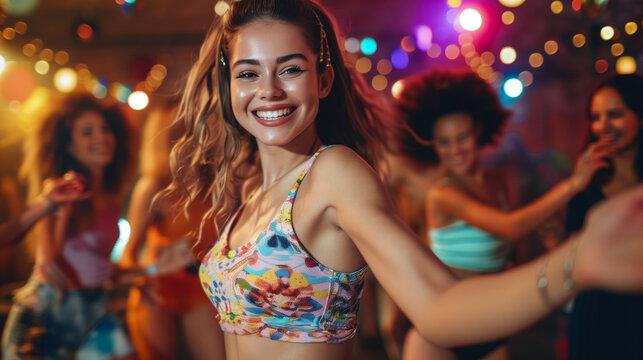 A group of friends attend a salsa dancing class, moving to the r