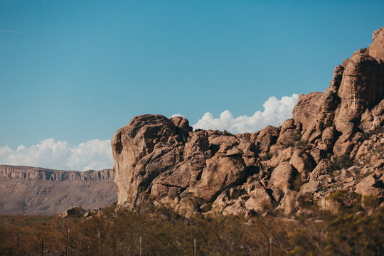 Hueco Tanks Rock Formations with Mountains in the Background