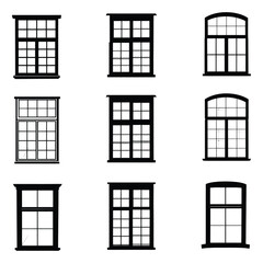 glass window silhouette vector set design	