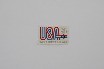 White Vintage Air Mail Stamp