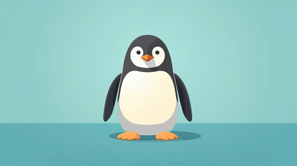 A Cute Penguin Character Isolated on a Soft Blue Background