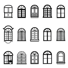 glass window silhouette vector set design	