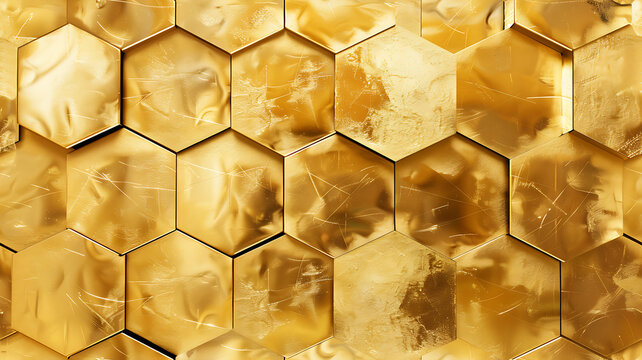 gold background with exagonal shapes, luxury concept
