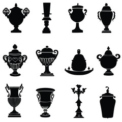 cup silhouette vector set design	