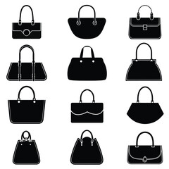 bag silhouette vector set design	