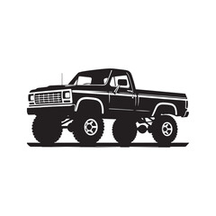 Truckin' Tales: Pickup Truck Silhouette Vector Set for Rustic Designs and Country-themed Projects. Pickup truck illustration.