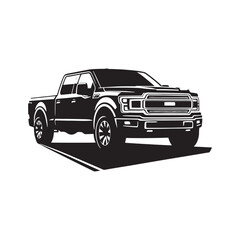 Truckin' Tales: Pickup Truck Silhouette Vector Set for Rustic Designs and Country-themed Projects. Pickup truck illustration.
