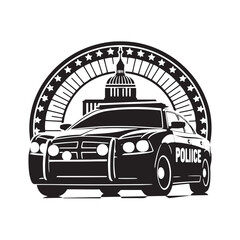 Police Car Silhouette Vector Set for Crime Prevention Designs and Safety-themed Projects, Police car illustration vector. © Wolfe 