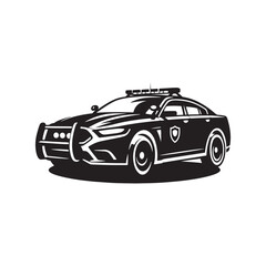 Police Car Silhouette Vector Set for Crime Prevention Designs and Safety-themed Projects, Police car illustration vector.