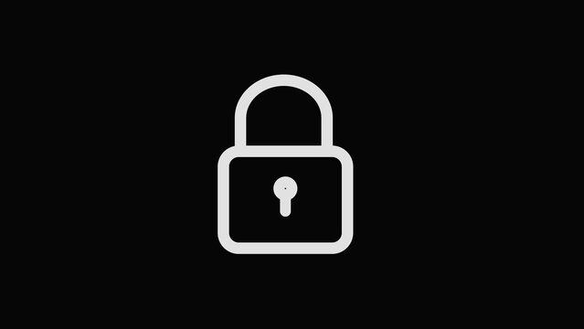 Cyber security line animation. Opening padlock with digital lines animated icon