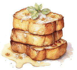 Delicious watercolor brioche french toast stack