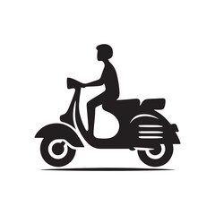 Fototapeta na wymiar Scooter Silhouette Vector for Urban Commute Designs and City Lifestyle Projects. Scooter illustration, Vespa vector