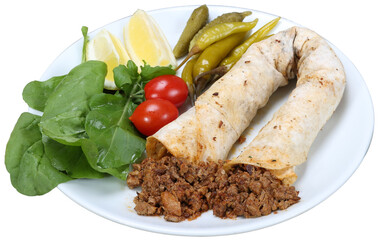 meat tantuni wrapped in lavash