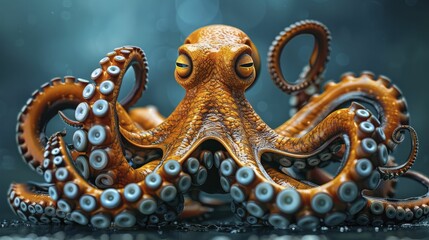 Obraz premium The octopus demonstrates multitasking and comprehensive service by using various tools with each tentacle in customer support.