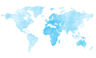Blue color world map watercolor vector background