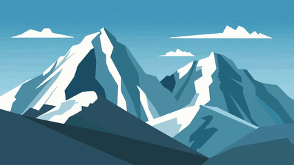 Mountain Majesty: Captivating Flat Design Vector Art