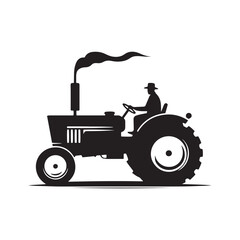 Farm Workhorses: Tractor Silhouette Vector for Agricultural Designs and Rural-themed Projects. Tactor illustration vector.