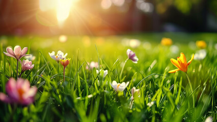 Spring Awakening: A Close-Up of Blooming Flowers