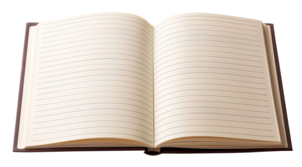 Notebook with lined paper isolated on transparent background