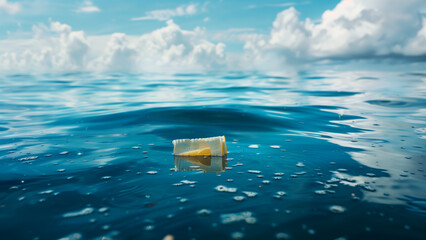 Ocean’s Orphan: A Lone Container Amidst the Waves - obrazy, fototapety, plakaty