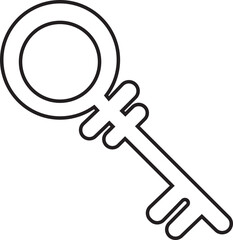 Key Icon in trendy line style editable stock. Key symbol for your web site design and mobile app. Security system concept represented by key on transparent background. Opener sign vector illustration.