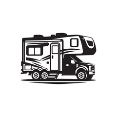 Adventure Wheels: Recreational Vehicle Silhouette Vector Collection for Outdoor Excursions and Travel Designs. Recreational vehicle illustration vector.