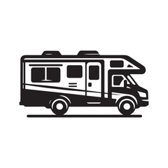 Adventure Wheels: Recreational Vehicle Silhouette Vector Collection for Outdoor Excursions and Travel Designs. Recreational vehicle illustration vector.