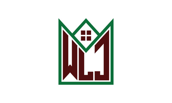 WLJ initial letter real estate builders logo design vector. construction, housing, home marker, property, building, apartment, flat, compartment, business, corporate, house rent, rental, commercial