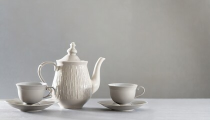白くてシンプルな美しいティーセット