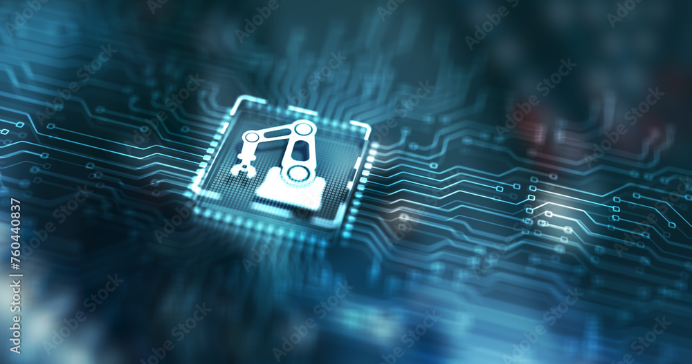 Poster automation software innovation technology. business process optimisation concept