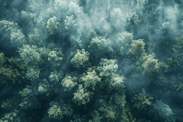 Aerial view of a green forest