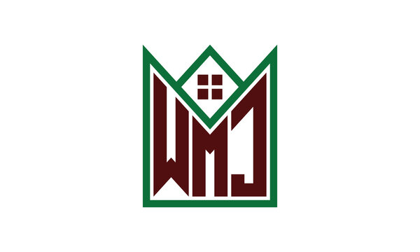 WMJ initial letter real estate builders logo design vector. construction, housing, home marker, property, building, apartment, flat, compartment, business, corporate, house rent, rental, commercial
