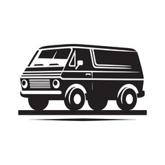 Van Life Adventures: Van Silhouette Vector for Nomadic Designs and Travel-themed Projects. Van illustration vector.