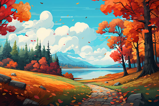 autumn landscape illustration