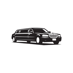Luxury Rides: Limousine Silhouette Vector for Elegant Transport Designs and VIP-themed Projects, Limousine illustration.