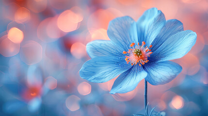 A delicate blue flower with blue petals and orange stamens