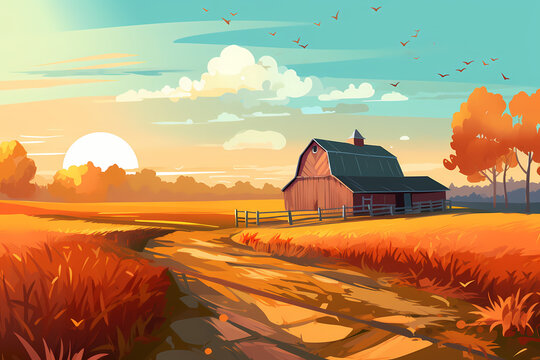 autumn landscape illustration