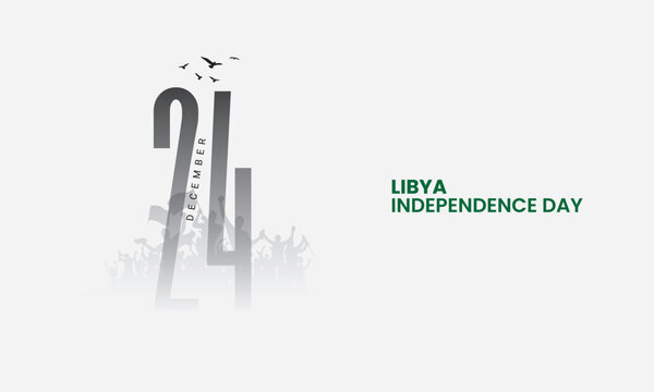 Libya independence day, 24 December typography design for social media banner, poster, vector illustration.